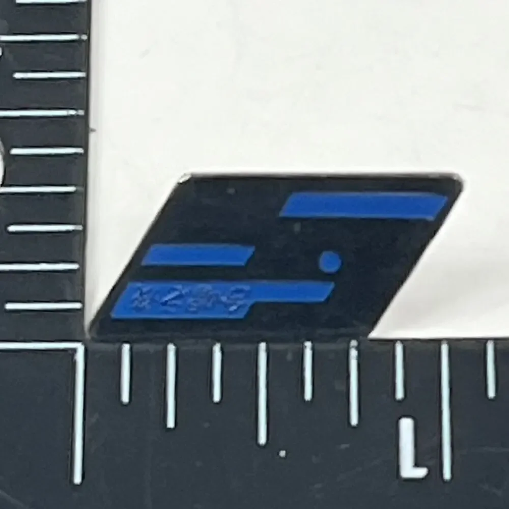 Vintage ZEB Logo Enamel Lapel Pin Blue White Diagonal Rhombus Metal Badge
